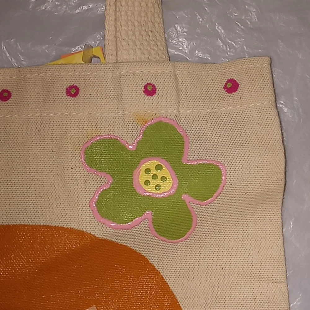 Girl's Handpainted One of a Kind Goggly Eyes Girl Canvas Tote Bag